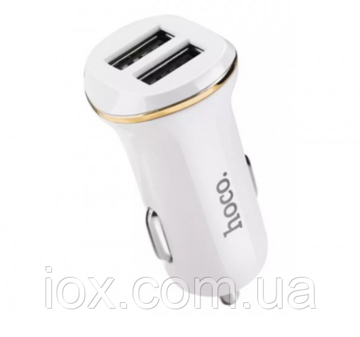 Автомобільне білий зарядний пристрій HOCO Z1 Car Charger Dual