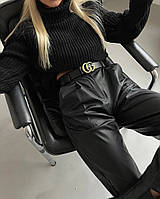 Класні стильні бомбезні жіночі штани штучна шкіра 42-44, 44-46,46-48 Кольори2