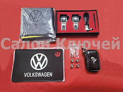 Подарунковий набір для Volkswagen No2 (заглушки, брелок, мікрофібра, силіконовий килимок, ковпачки)