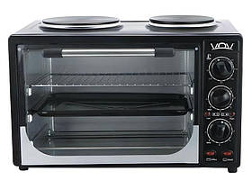 Електродуховка міні піч VOV Veohp 30L, із 2 камфорною електричною плитою