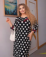 Модное стильное женское платье, в горошек Креп 54,56,58,60,62 Цвет как на фото