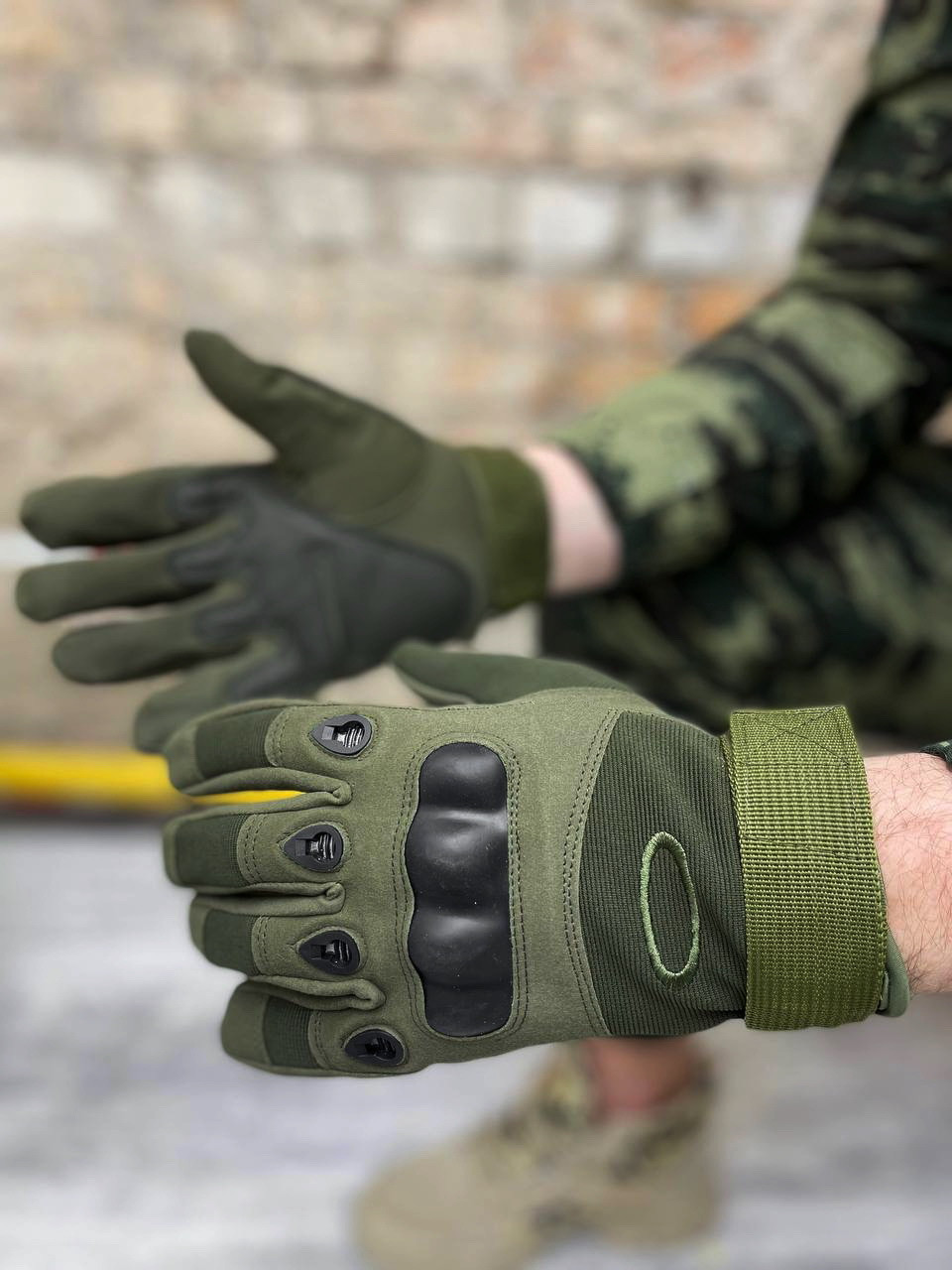 Рукавички тактичні чоловічі чоловічі олива з прогумованими вставками