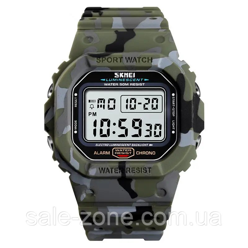 Мужские спортивные наручные часы Skmei 1471 (Зеленый камуфляж) - фото 1 - id-p1925264969