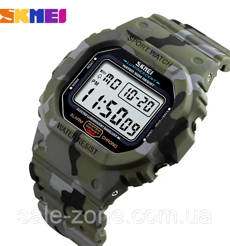 Мужские спортивные наручные часы Skmei 1471 (Зеленый камуфляж) - фото 2 - id-p1925264969