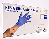 Рукавиці нітрилові CEROS Fingers®,Церос упаковка 100 шт, Cobalt Blue розмір L