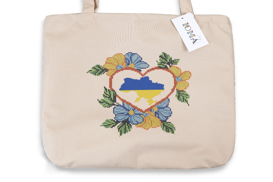 Сумка для вишивки бісером Весняночка "Україна", бежева, СВ15, 42*34*10см, ручка 58см, ЮМА, фото 1