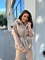 Модная женская крутая стильная жилетка Плащевка+синтепон 150 1(42-44) 2(46-48) Цвета 4 Бежевая