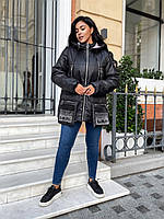 Стильная, модная и практичная куртка жилетка. Капюшон, рукава отстегиваются.46-48,50-52,54-56 Цвета2 Черный