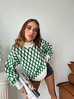 Стильний жіночий светр вільного крою в ромб Туреччина В'язання 42-48 Цвета4