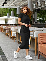 Эффектный модный стильный костюм (юбка и кофта) Рубчик Мустанг Универсал 42-46 Цвета 3 Чёрный