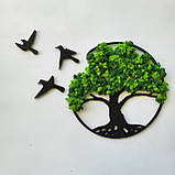 Панно дерево життя з моху на стіну з пташками від 40 см., фото 2