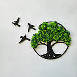 Панно дерево життя з моху на стіну з пташками від 40 см., фото 3