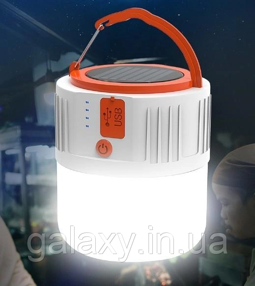 Ліхтар на акумуляторі кемпінговий із сонячною панеллю LED HS-V66-1 Solar Charge