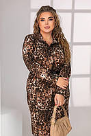 Стильне модне легке плаття халат із модними принтами, застібається на ґудзики 50-52,54-56 Кольори 2 Леопард
