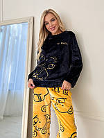 Найбільший модний теплий, об'ємний жіночий комплект домашнього одягу Двостороння Махра. 44-46,48-50 Цвета3