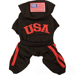 Спортивний костюм комбінезон для котів Pet Style "USA" Чорний XS