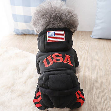 Спортивний костюм комбінезон для собак Pet Style "USA" Чорний
