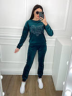 Найбільший модний костюмчик З кишенями Щільний велюр спорт 42-44,46-48,50-52 Кольори4 Морська хвиля