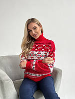 Стильный женский свитер Просто мягкий уютный тёплый Машиная вязка over size(42-46) Цвета3 Красный