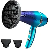 Фен для волосся професійний салонний LS-081 синьо-бірюзовий 2400Вт, фото 3