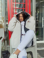 Куртка женская двухсторонняя зимняя на меху. Куртка женская теплая зимняя на овчине с капюшоном 42 44 46 48