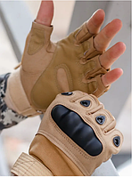 Тактические перчатки ЗСУ штурмовые (койот),Защитные военные беспалые перчатки стрелковые