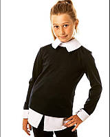 Детская рубашка обманка черная белая для девочки подростка школьная рубашка в школу