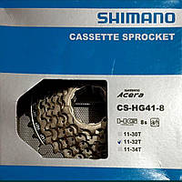 Кассета Shimano Acera CS-HG41-8, 11-32T на восемь скоростей. Производство Индонезия.