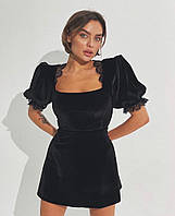 Модное стильное вечернее женское платье Велюр Турция 42-44,46-48 Цвет чёрный