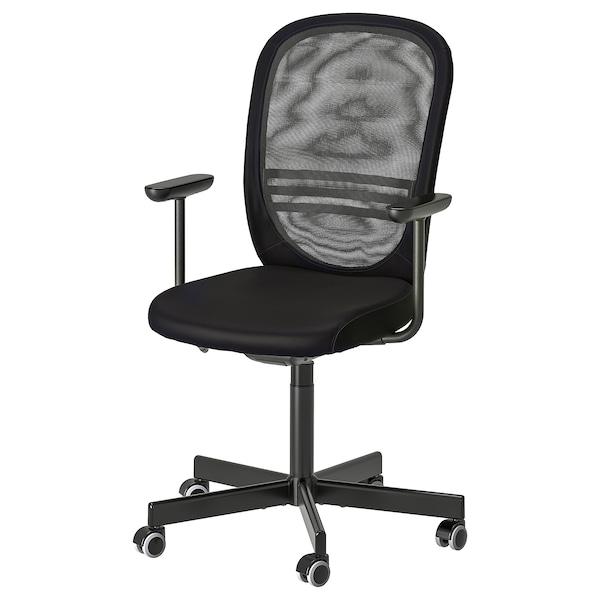 Офісний стілець IKEA FLINTAN з підлокітниками. (ІКЕА ФЛІНТАН). Чорний. 894.244.68