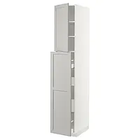 IKEA METOD / MAXIMERA (094.615.63), высота верха от высоты 4 ряда / 1дв / 2чс, белый / лерхиттан светло-серый