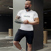 Стильный модный мужской спортивный костюм «HOME» с принтом,футболка и велотреки Трикотаж 46,48,50,52