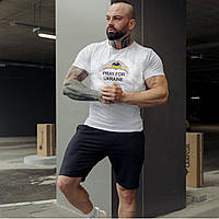 Стильный модный мужской спортивный костюм «МОЛИТВА» с принтом,футболка и велотреки Трикотаж 46,48,50,52