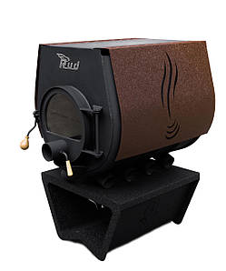 Опалювальна піч Rud Pyrotron Кантрі 02 із варильною поверхнею до 120 м2 Скло + Обшивка декоративна (коричнева)