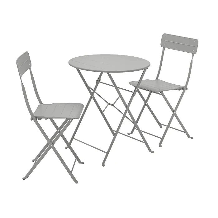IKEA SUNDSÖ (294.349.22), стіл + 2 стільці, вул, сірий / сірий