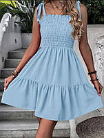Модное летнее лёгенькое воздушное платье-сарафанчик Софт 42-46,48-52 Цвета 3 Голубой