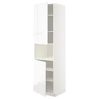 IKEA METOD (494.594.12), шестой высокий микро 2д/половина, белый/Воксторп глянцевый/белый
