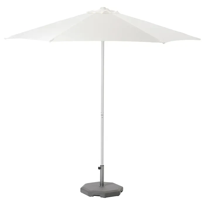 IKEA HÖGÖN(393.246.16), зонт с основанием, белый / Huvön темно-серый - фото 1 - id-p1925315492