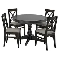 IKEA INGATORP / INGOLF (094.833.34), стол и 4 стула, черный / серый Nolhaga / бежевый