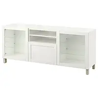 IKEA BESTÅ (394.422.24), Тумба под ТВ с выдвижными ящиками, белый Синдвик/Ханвикен/Стуббарп бежевый