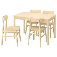 IKEA RÖNNINGE / RÖNNINGE (994.290.45), стол и 4 стула, береза / береза
