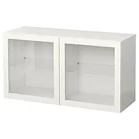 IKEA BESTÅ(094.408.01), сочетание навесных шкафов, белый / Синдвик прозрачное стекло