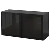 IKEA BESTÅ(294.407.96), сочетание навесных шкафов, черно-коричневый Glassvik / черное прозрачное стекло