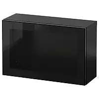 IKEA BESTÅ(694.293.39), сочетание навесных шкафов, черно-коричневый Glassvik / черное прозрачное стекло