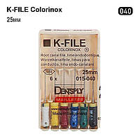 K-File Colorinox (К-Файл), 6шт/пак, длина=25 мм; № 40 - Каналорасширители, ручные (Dentsply