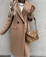 Модное женское стильное демисезонное пальто,На подкладке,втачные кармашки с клапанами Кашемир42-44,46-48Цвета2