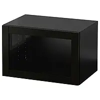 IKEA BESTÅ(894.296.92), сочетание навесных шкафов, черно-коричневый / Синдвик черно-коричневый прозрачное