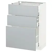 IKEA METOD / MAXIMERA (390.521.68), стоячий шкаф с 3 ящиками, белый / серый Веддинге