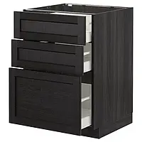 IKEA METOD / MAXIMERA (592.600.29), стоячий шкаф с 3 ящиками, черный / Lerhyttan черная морилка