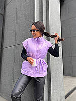 Супер стильная женская жилетка с поясом и приспущенными плечиками Молния Плащевка, синтепон 150 42-44,46-48